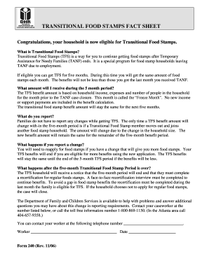 Fillable Online TRANSITIONAL FOOD STAMPS FACT SHEET Fax Email Print ...