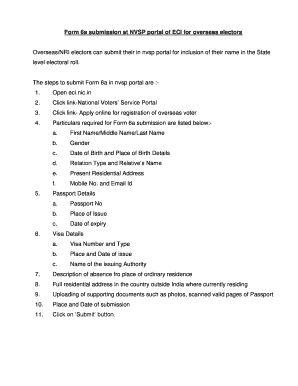 Form 6a Submission for Overseas Electors