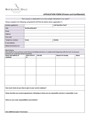 APPLICATION FORM (Private and Confidential)