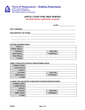 Town of Mamaroneck Tree Permit Application