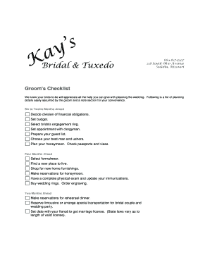 Fillable Online Groom's Checklist Fax Email Print - pdfFiller