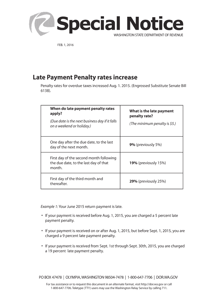 Fillable Online Late Payment Penalty rates increase Fax Email Print