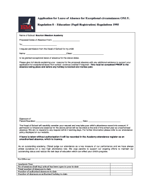 Application for Leave of Absence for Exceptional circumstances ONLY