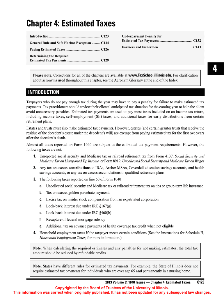 Fillable Online Chapter 4 Estimated Taxes Fax Email Print pdfFiller
