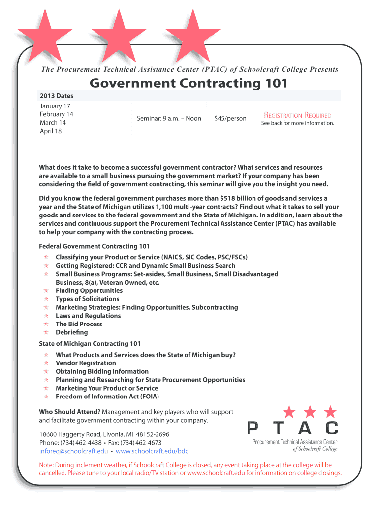 Fillable Online The Procurement Technical Assistance Center (PTAC) of