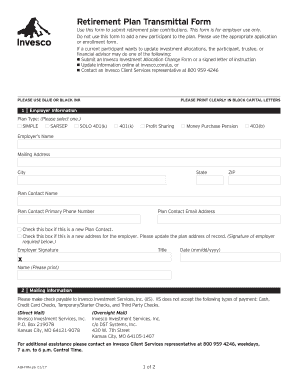 Use this form to submit retirement plan contributions