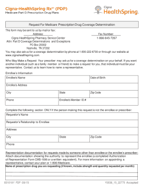 Fillable Online Cigna Healthspring Pharmacy Service Center Fax