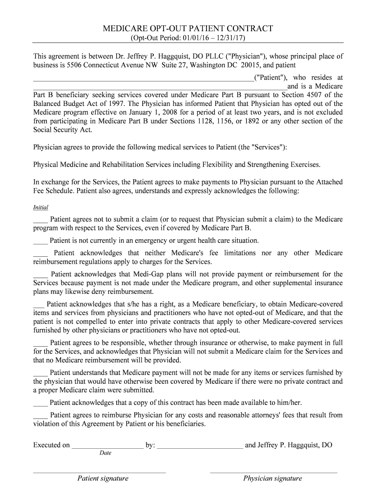 Fillable Online MEDICARE OPT-OUT PATIENT CONTRACT Fax Email Print ...