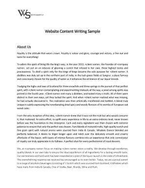 website content writing examples