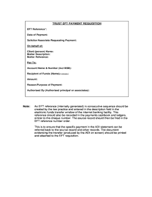 Fillable Online TRUST EFT PAYMENT REQUISITION Fax Email Print - pdfFiller
