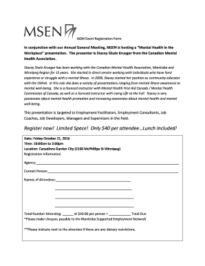 AGM Event Registration Form