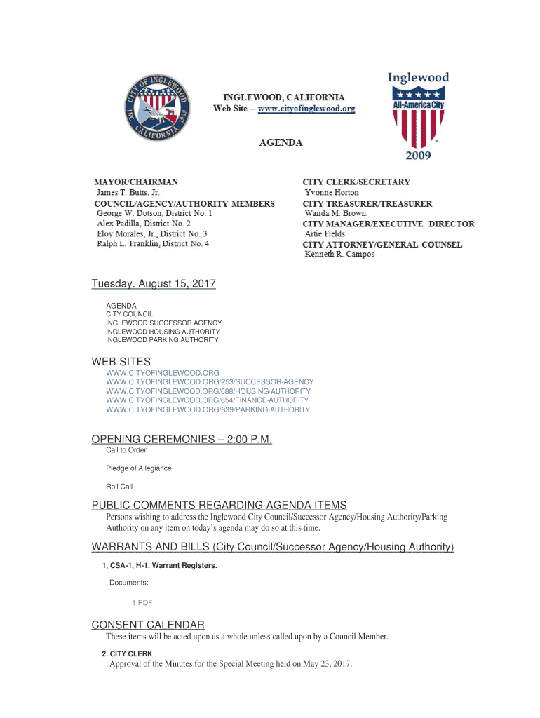 Fillable Online INGLEWOOD HOUSING AUTHORITY Fax Email Print pdfFiller