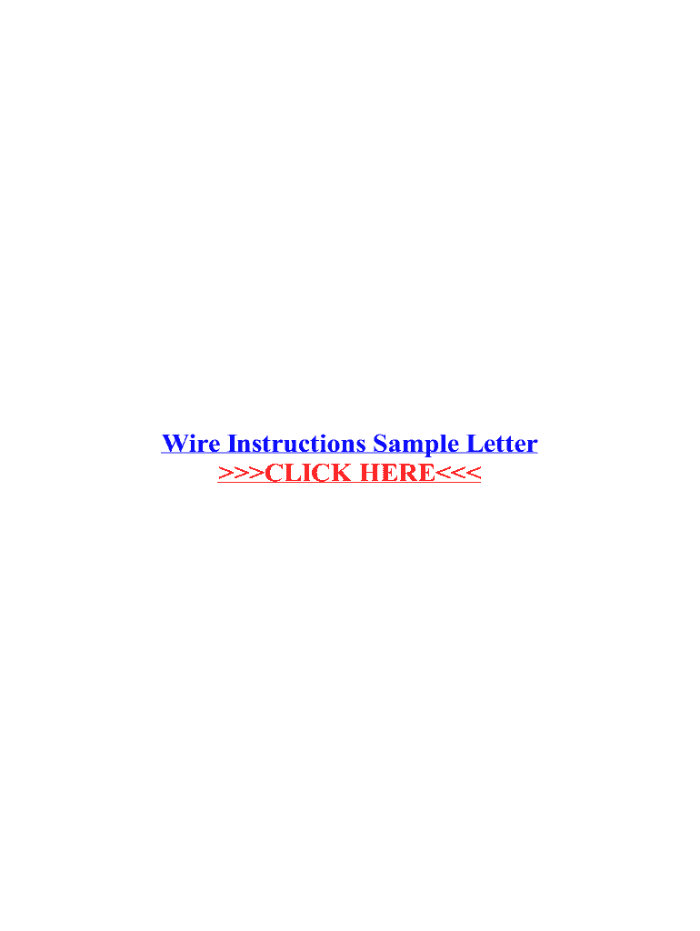 Fillable Online Wire Instructions Sample Letter Fax Email Print pdfFiller