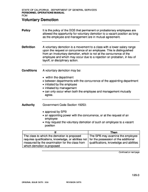 Fillable Online It is the policy of the DGS that permanent or ...