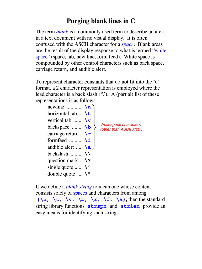 Fillable Online Purging Blank Lines In C Fax Email Print PdfFiller