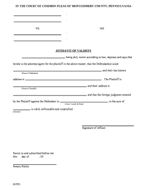 Fillable Online AFFIDAVIT OF VALIDITY Fax Email Print pdfFiller