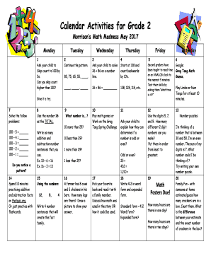 Fillable Online Calendar Activities for Grade 2 Fax Email Print - pdfFiller