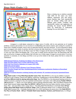 Fillable Online Bingo Math (Grades 1-2) Fax Email Print - pdfFiller