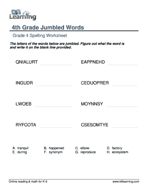 4th Grade Spelling Worksheet