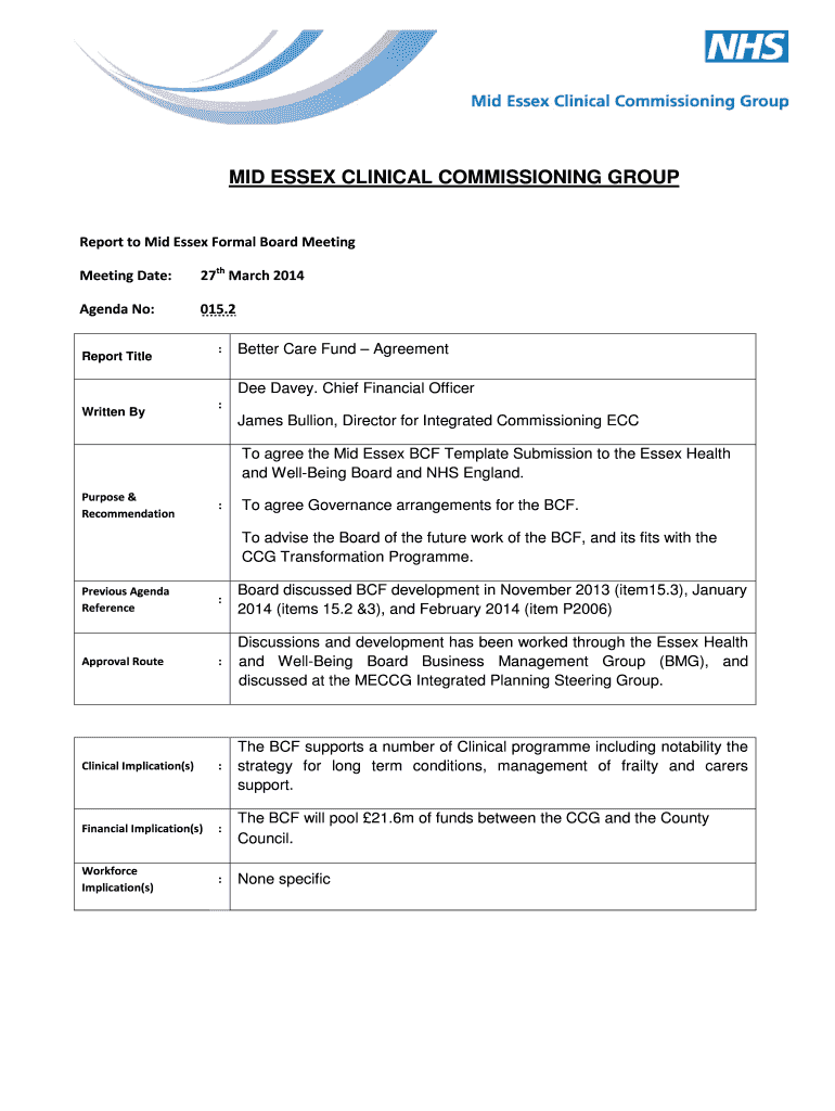 Fillable Online MID ESSEX CLINICAL COMMISSIONING GROUP Fax Email Print