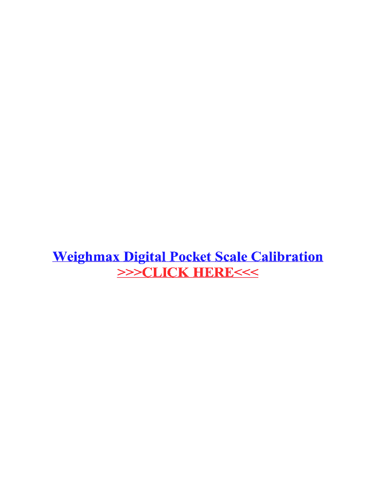 Fillable Online Weighmax Digital Pocket Scale Calibration Fax Email