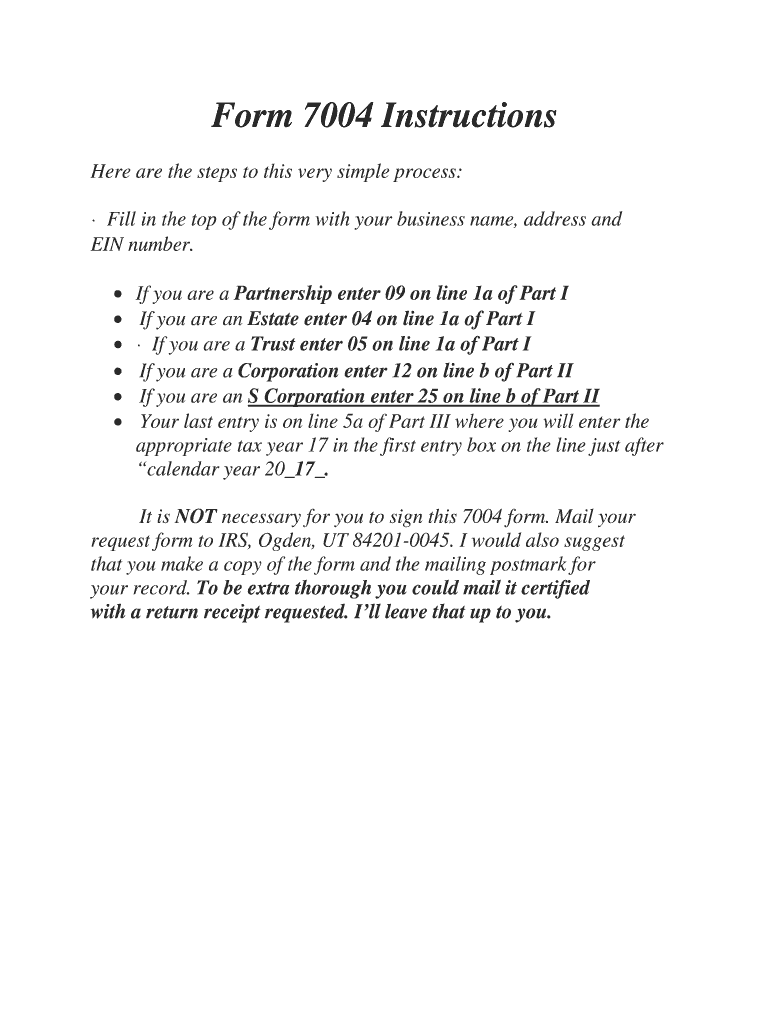 Fillable online form 7004 instructions fax email print pdffiller