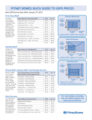 Fillable Online PITNEY BOWES QUICK GUIDE TO USPS PRICES Fax Email Print - pdfFiller