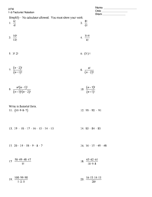 Fillable Online Factorials Worksheet Fax Email Print Pdffiller