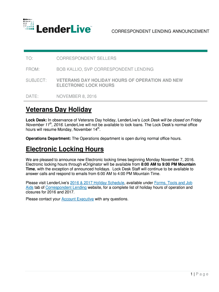 Fillable Online CORRESPONDENT LENDING ANNOUNCEMENT Fax Email Print