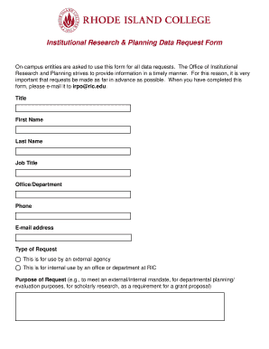 Institutional Research Data Request Form