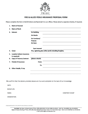 FIRE & ALLIED PERILS INSURANCE PROPOSAL FORM