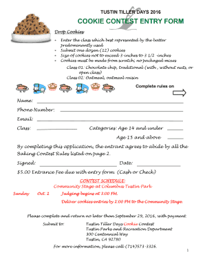 COOKIE CONTEST ENTRY FORM