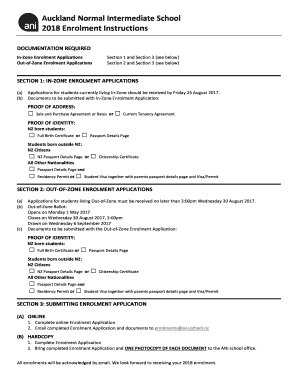 2018 Enrolment Instructions