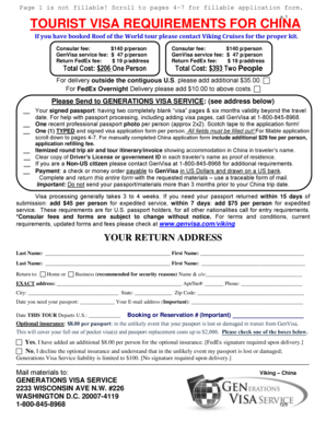 China Tourist Visa Application Form