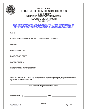 In-District Request for Confidential Records