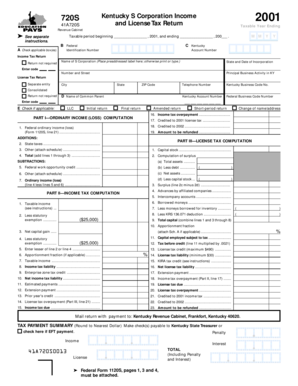 Kentucky S Corporation Income and License Tax Return