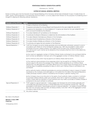 Renewable Energy Generation Annual General Meeting Notice
