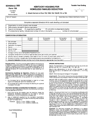 Kentucky Homeless Families Deduction Form 720