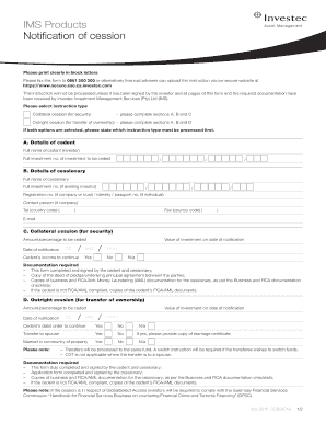 Investec Cession Notification Form