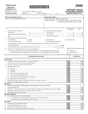 Kentucky Schedule K-1 Partner’s Share Form 765-GP