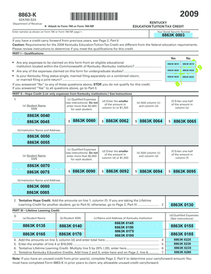 Kentucky Education Tuition Tax Credit Form 8863-K