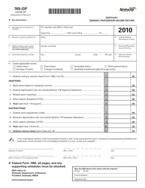 Kentucky General Partnership Income Return