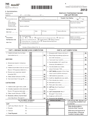Kentucky Partnership Income and LLET Return