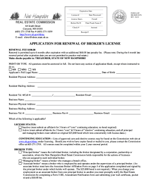New Hampshire Broker License Renewal Form