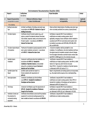 Environmental Documentation Checklist