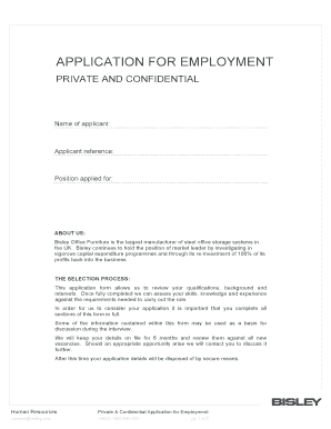 UK Employment Application Form