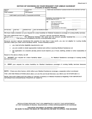 Notice of Decision on Request for Undue Hardship
