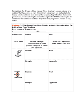 Strength Based Care Planning Worksheet