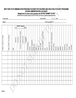 New York State Vaccine Administration Log Sheet