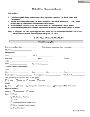 Medical Case Management Record